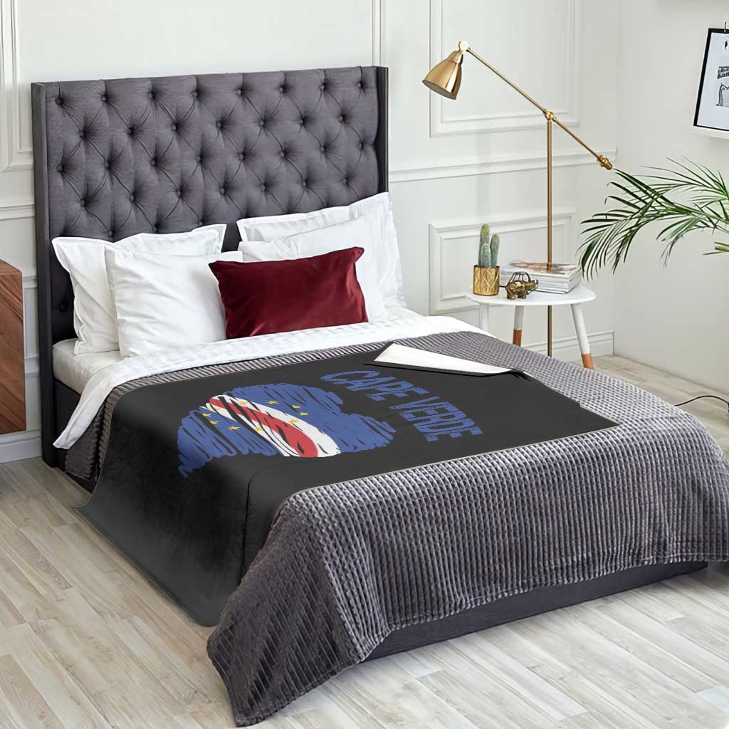 Cape Verde Scribble Flag Heart National Pride Throw Blanket Cabo Verde Love TS02 Print Your Wear