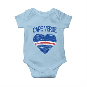 Cape Verde Scribble Flag Heart National Pride Baby Onesie Cabo Verde Love TS02 Light Blue Print Your Wear