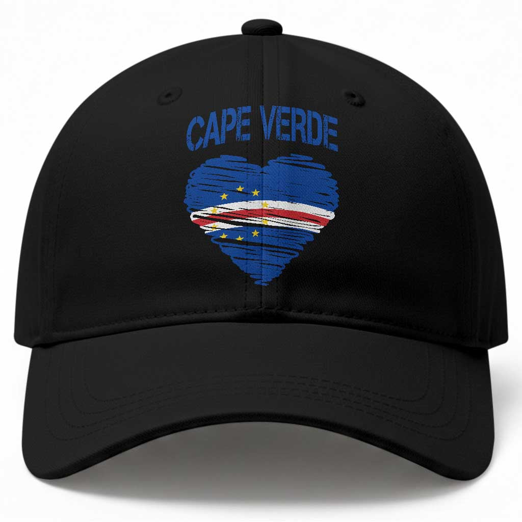 Cape Verde Scribble Flag Heart National Pride Baseball Cap Cabo Verde Love TS02 Print Your Wear