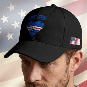 Cape Verde Scribble Flag Heart National Pride Baseball Cap Cabo Verde Love TS02 Print Your Wear
