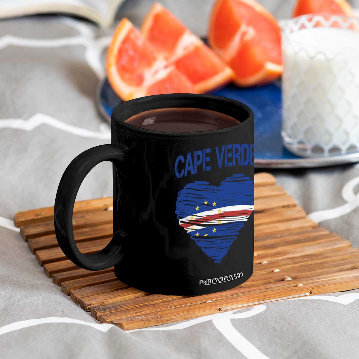 Cape Verde Scribble Flag Heart National Pride Coffee Mug Cabo Verde Love TS02 Print Your Wear