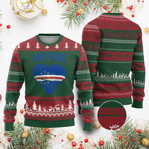 Cape Verde Scribble Flag Heart National Pride Ugly Christmas Sweater Cabo Verde Love TS02 Red Green Print Your Wear