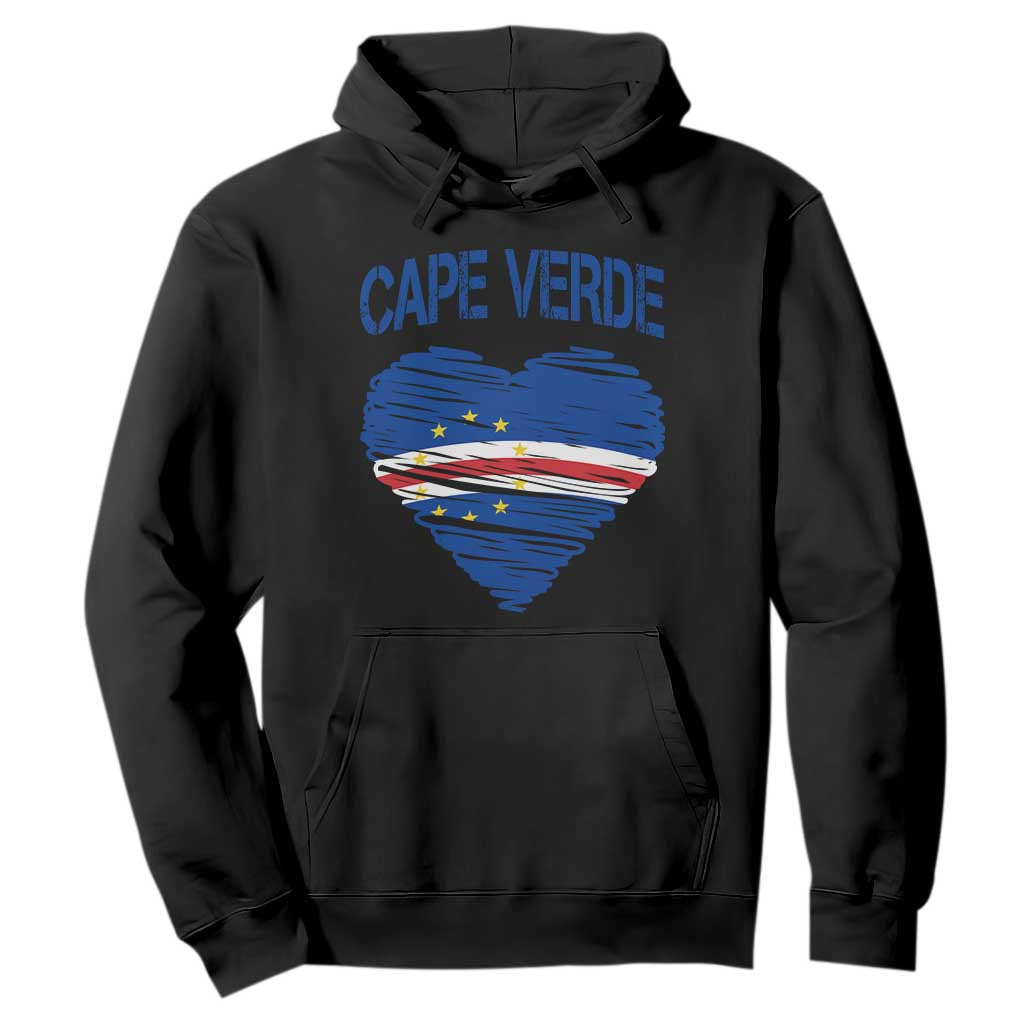 Cape Verde Scribble Flag Heart National Pride Hoodie Cabo Verde Love TS02 Black Print Your Wear