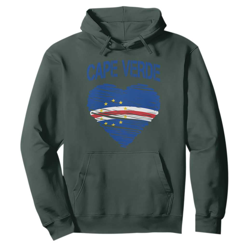 Cape Verde Scribble Flag Heart National Pride Hoodie Cabo Verde Love TS02 Dark Forest Green Print Your Wear
