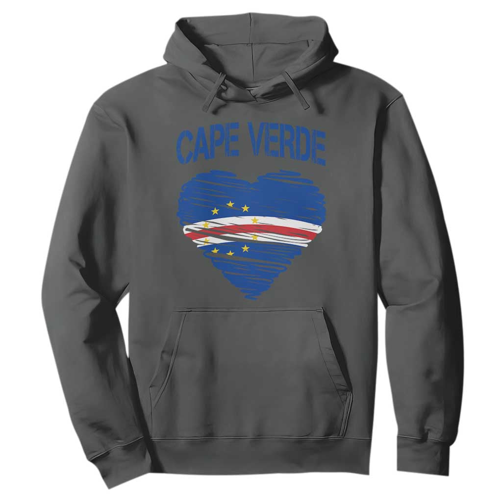 Cape Verde Scribble Flag Heart National Pride Hoodie Cabo Verde Love TS02 Dark Heather Print Your Wear