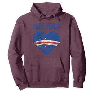 Cape Verde Scribble Flag Heart National Pride Hoodie Cabo Verde Love TS02 Maroon Print Your Wear