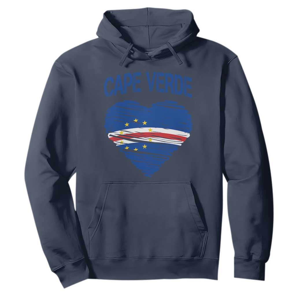 Cape Verde Scribble Flag Heart National Pride Hoodie Cabo Verde Love TS02 Navy Print Your Wear