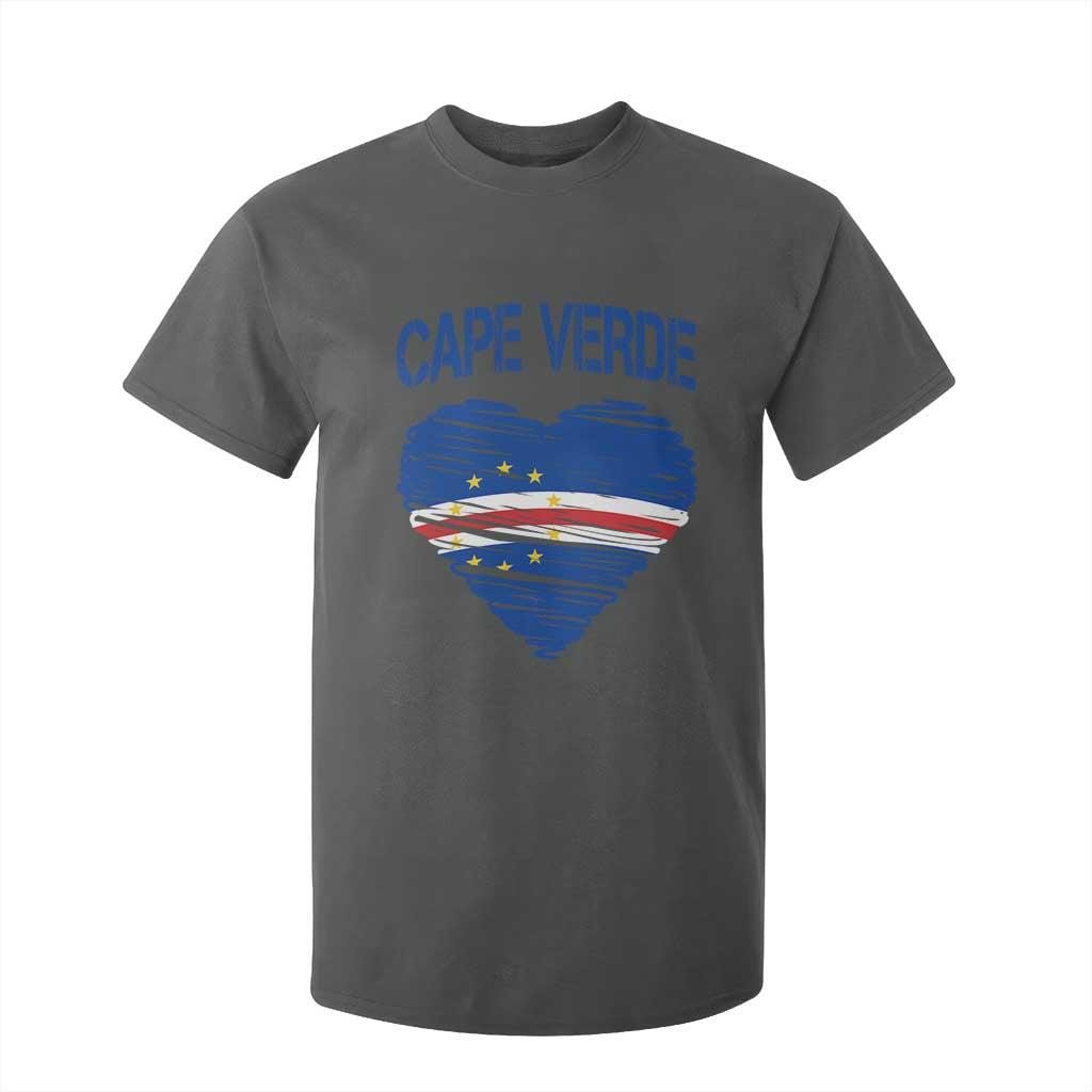 Cape Verde Scribble Flag Heart National Pride T Shirt For Kid Cabo Verde Love TS02 Dark Heather Print Your Wear