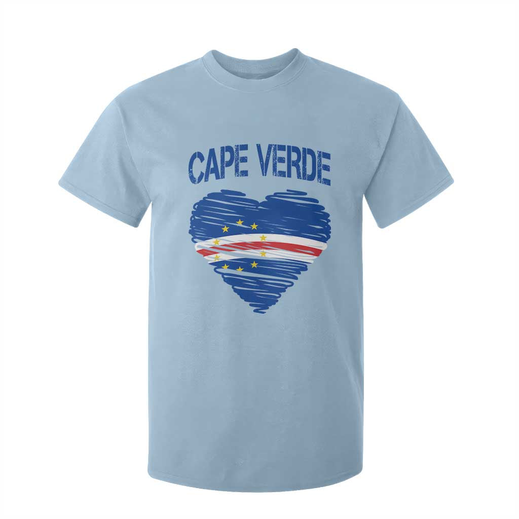 Cape Verde Scribble Flag Heart National Pride T Shirt For Kid Cabo Verde Love TS02 Light Blue Print Your Wear