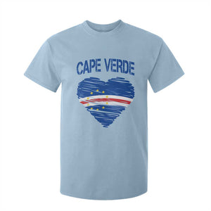 Cape Verde Scribble Flag Heart National Pride T Shirt For Kid Cabo Verde Love TS02 Light Blue Print Your Wear
