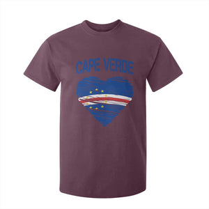 Cape Verde Scribble Flag Heart National Pride T Shirt For Kid Cabo Verde Love TS02 Maroon Print Your Wear