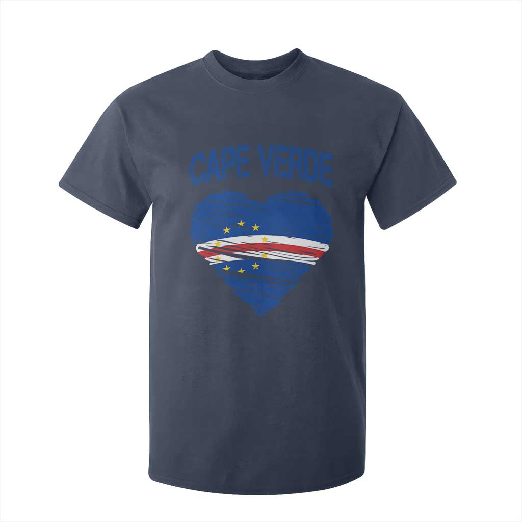 Cape Verde Scribble Flag Heart National Pride T Shirt For Kid Cabo Verde Love TS02 Navy Print Your Wear