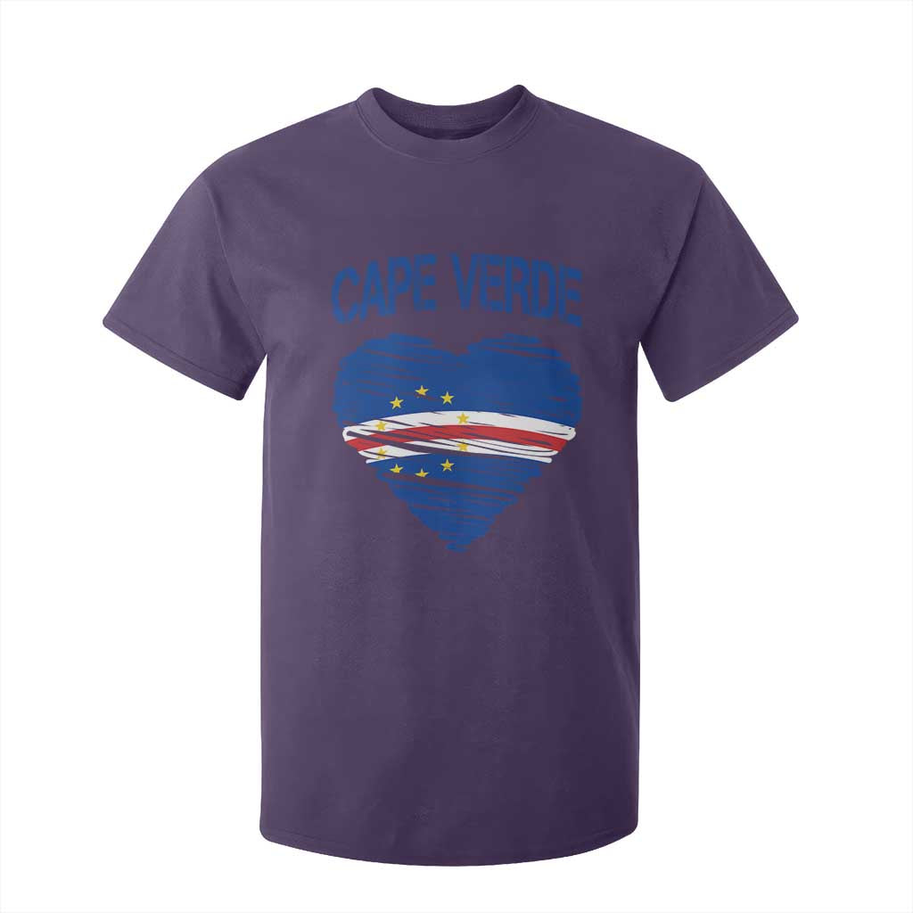 Cape Verde Scribble Flag Heart National Pride T Shirt For Kid Cabo Verde Love TS02 Purple Print Your Wear