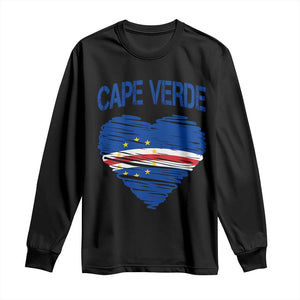 Cape Verde Scribble Flag Heart National Pride Long Sleeve Shirt Cabo Verde Love TS02 Black Print Your Wear