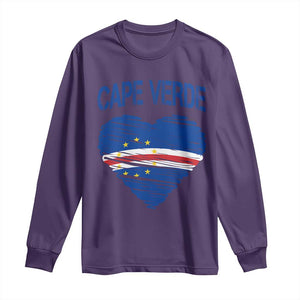 Cape Verde Scribble Flag Heart National Pride Long Sleeve Shirt Cabo Verde Love TS02 Purple Print Your Wear