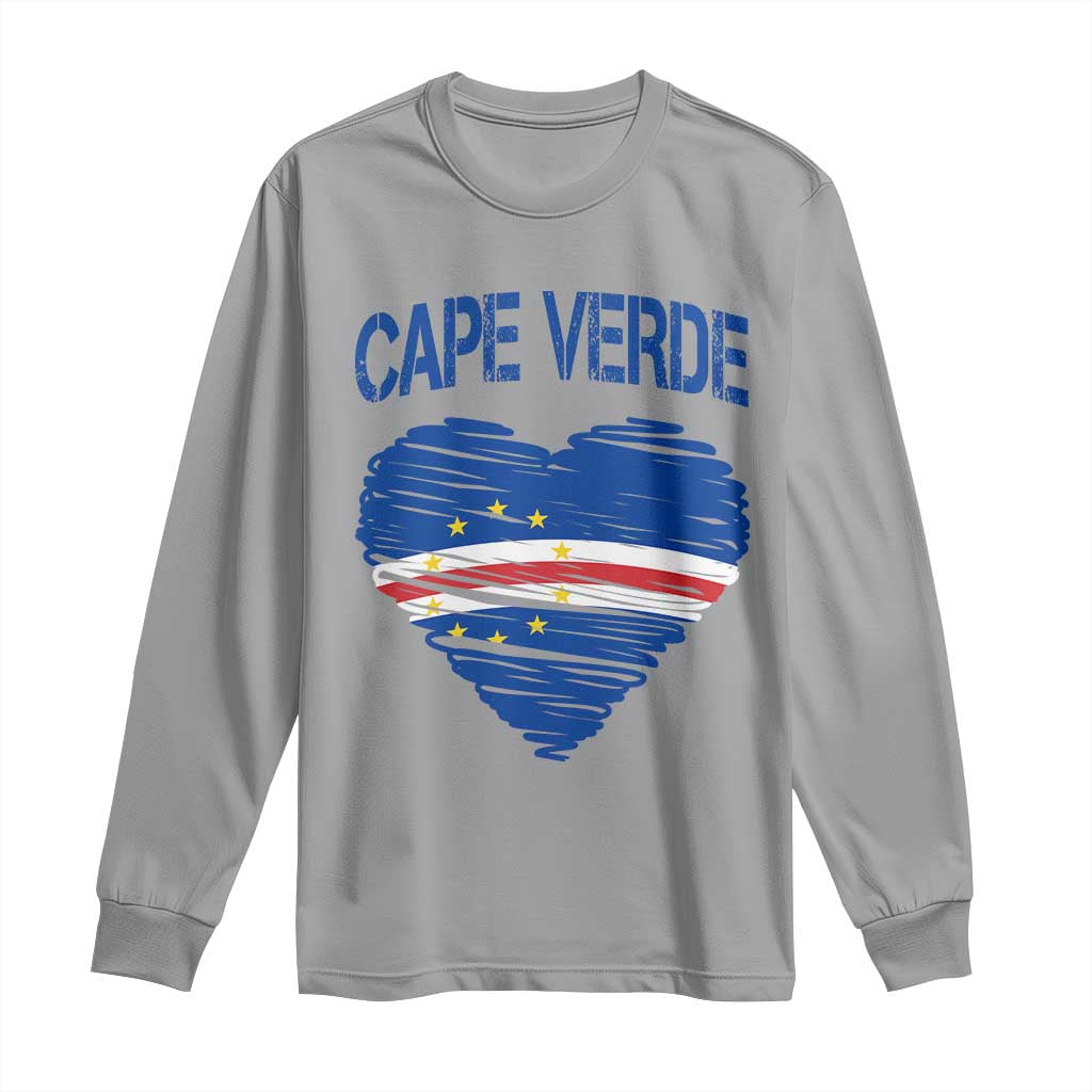 Cape Verde Scribble Flag Heart National Pride Long Sleeve Shirt Cabo Verde Love TS02 Sport Gray Print Your Wear