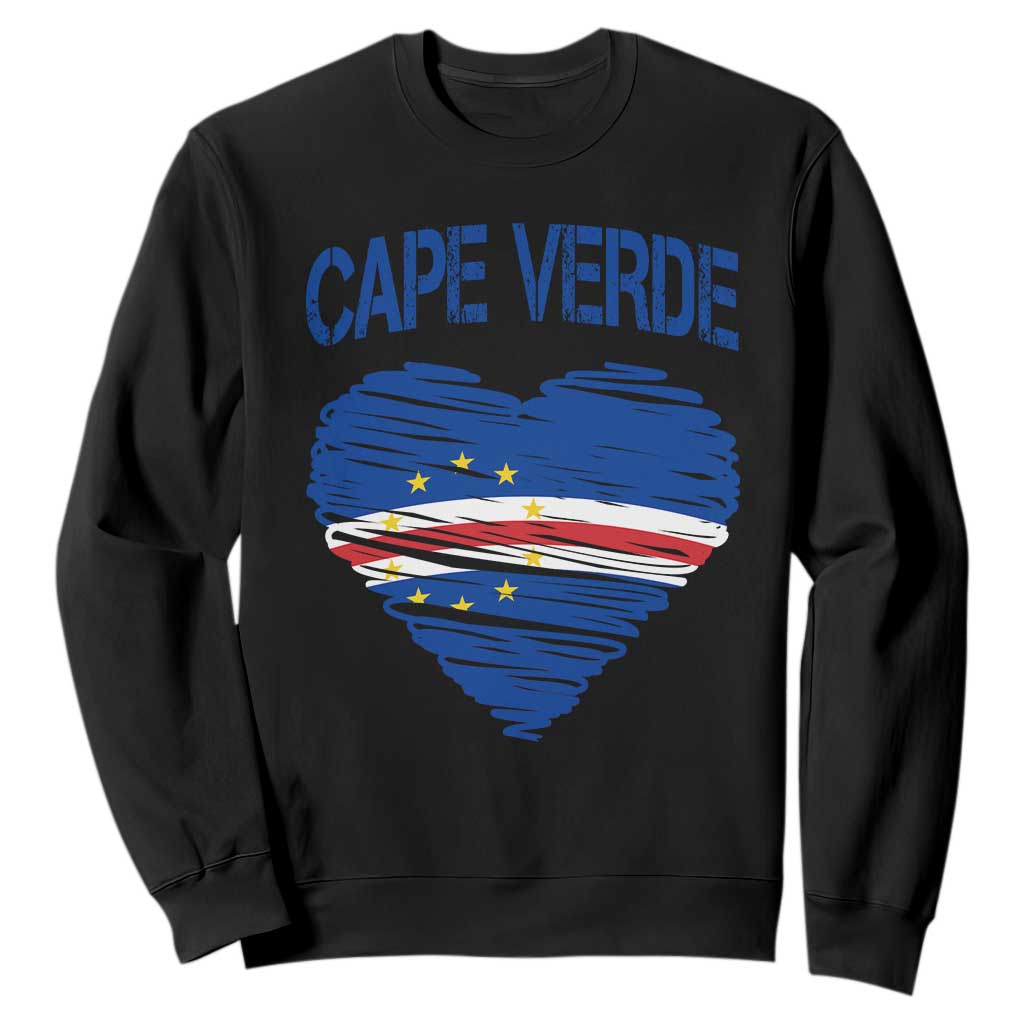 Cape Verde Scribble Flag Heart National Pride Sweatshirt Cabo Verde Love TS02 Black Print Your Wear