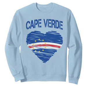 Cape Verde Scribble Flag Heart National Pride Sweatshirt Cabo Verde Love TS02 Light Blue Print Your Wear