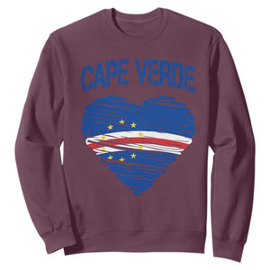 Cape Verde Scribble Flag Heart National Pride Sweatshirt Cabo Verde Love TS02 Maroon Print Your Wear