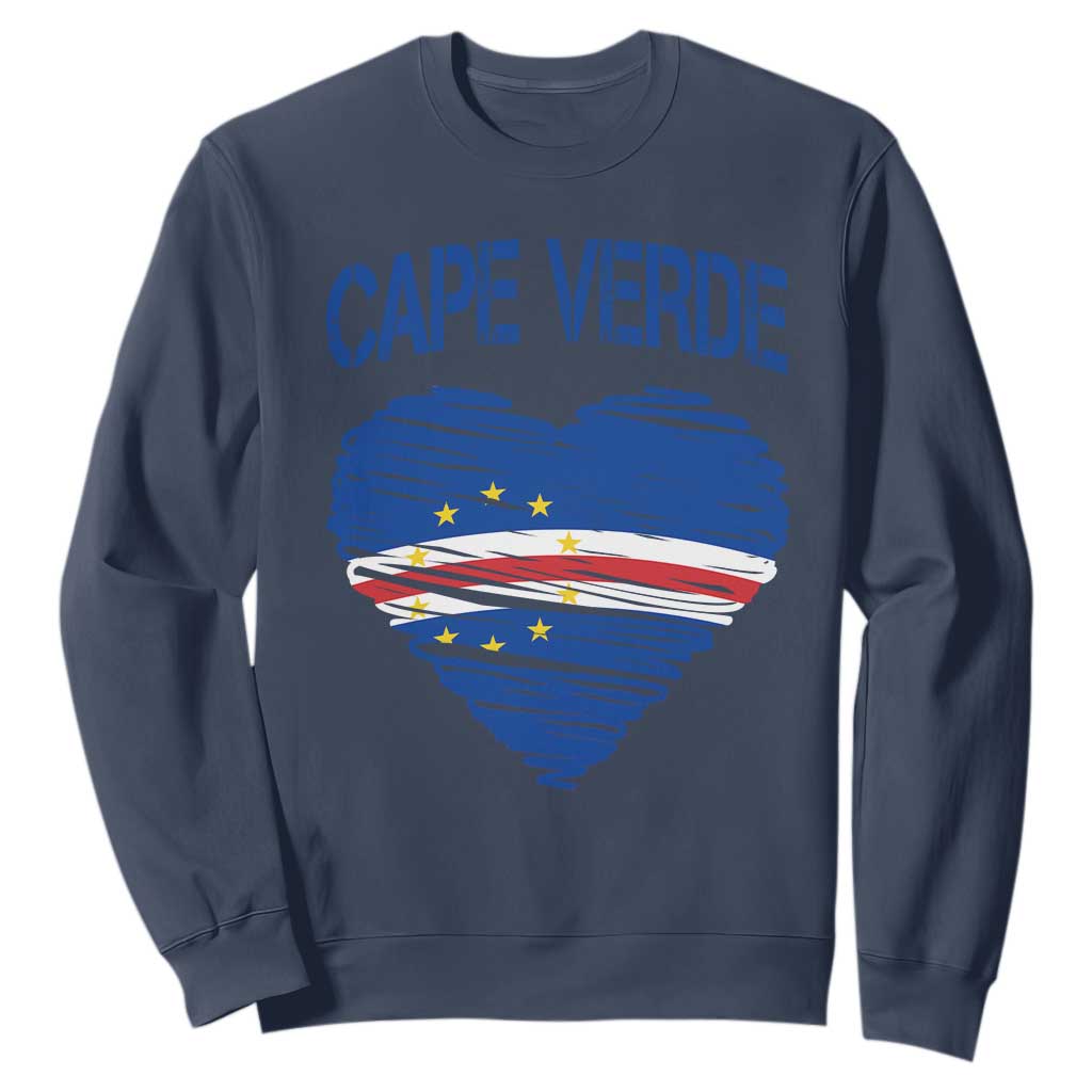Cape Verde Scribble Flag Heart National Pride Sweatshirt Cabo Verde Love TS02 Navy Print Your Wear