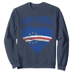 Cape Verde Scribble Flag Heart National Pride Sweatshirt Cabo Verde Love TS02 Navy Print Your Wear