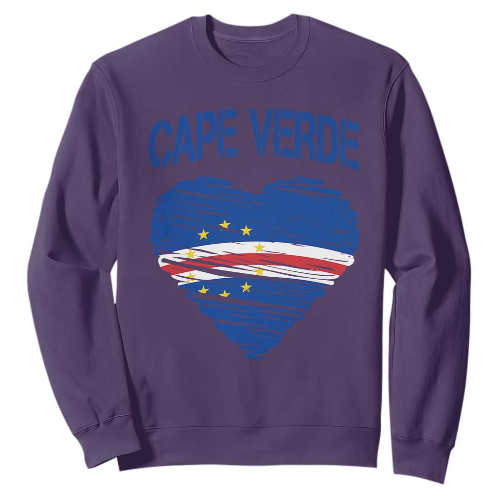 Cape Verde Scribble Flag Heart National Pride Sweatshirt Cabo Verde Love TS02 Purple Print Your Wear