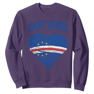 Cape Verde Scribble Flag Heart National Pride Sweatshirt Cabo Verde Love TS02 Purple Print Your Wear