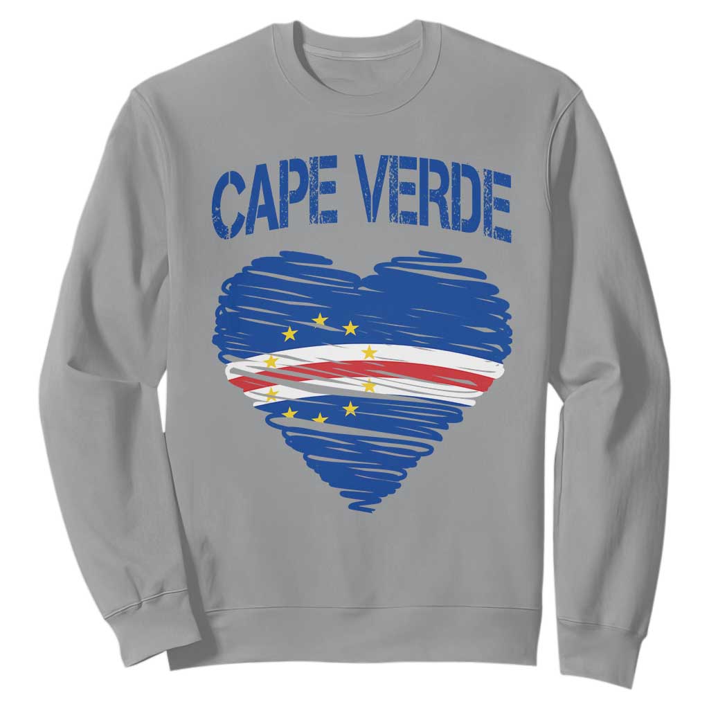 Cape Verde Scribble Flag Heart National Pride Sweatshirt Cabo Verde Love TS02 Sport Gray Print Your Wear