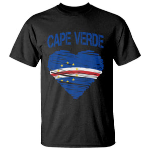 Cape Verde Scribble Flag Heart National Pride T Shirt Cabo Verde Love TS02 Black Print Your Wear