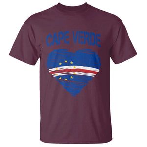 Cape Verde Scribble Flag Heart National Pride T Shirt Cabo Verde Love TS02 Maroon Print Your Wear