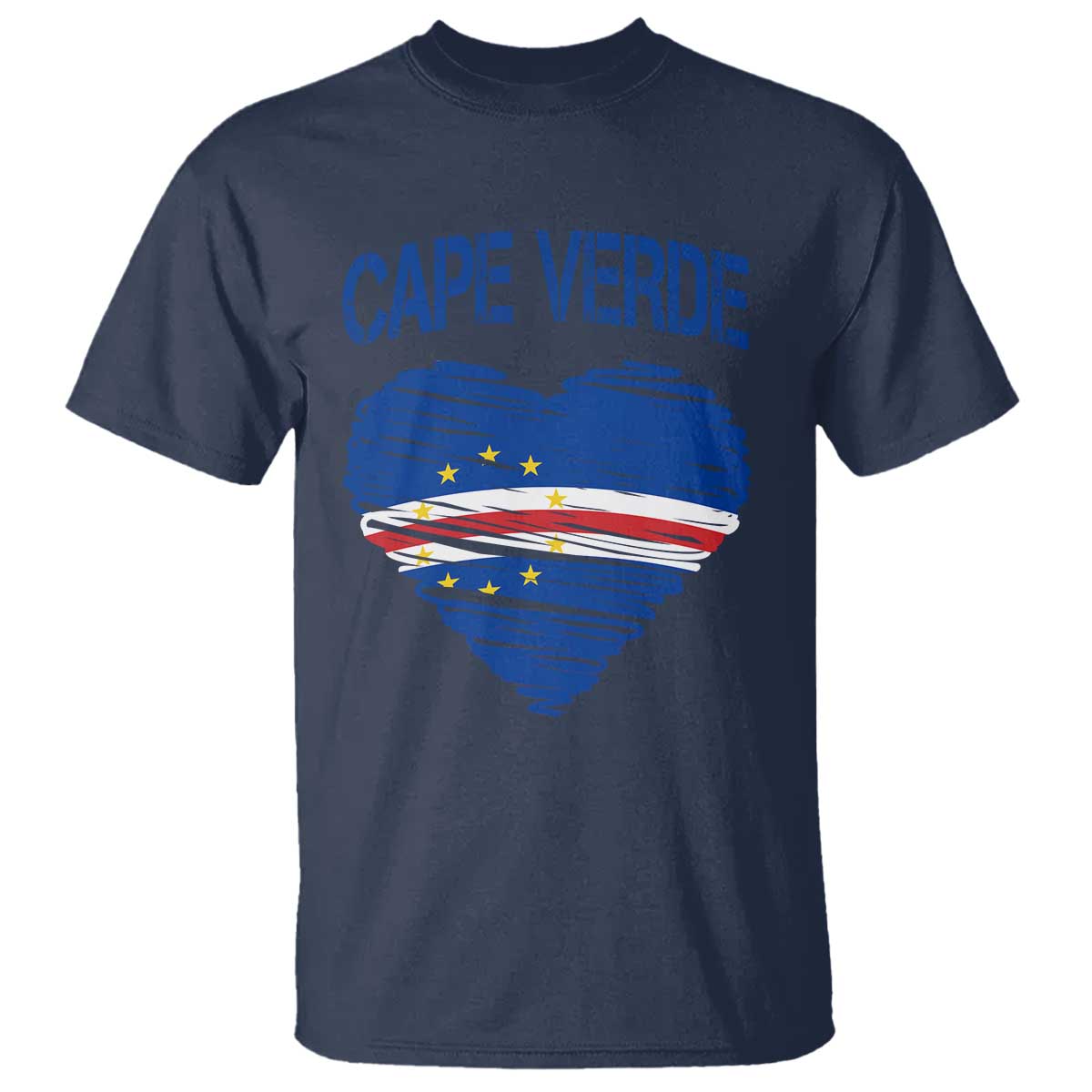 Cape Verde Scribble Flag Heart National Pride T Shirt Cabo Verde Love TS02 Navy Print Your Wear