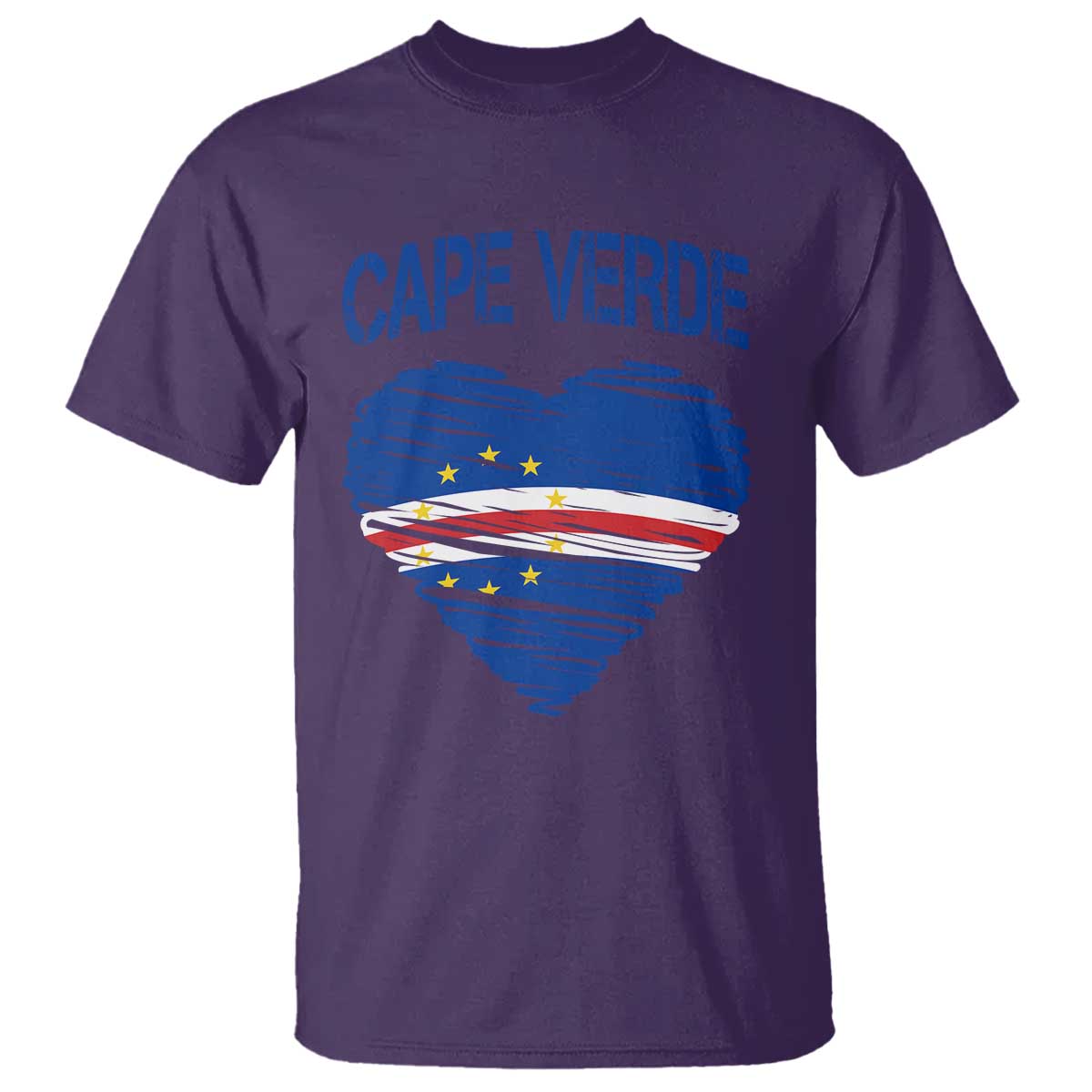 Cape Verde Scribble Flag Heart National Pride T Shirt Cabo Verde Love TS02 Purple Print Your Wear
