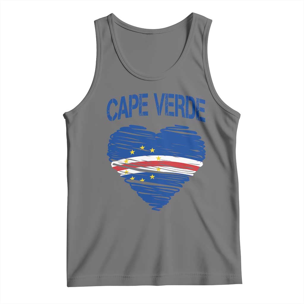 Cape Verde Scribble Flag Heart National Pride Tank Top Cabo Verde Love TS02 Black Heather Print Your Wear