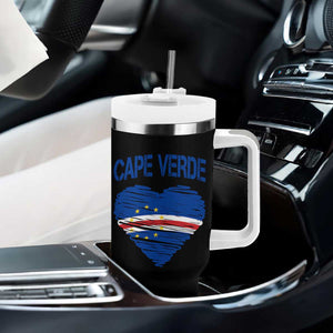 Cape Verde Scribble Flag Heart National Pride Tumbler With Handle Cabo Verde Love TS02 Print Your Wear