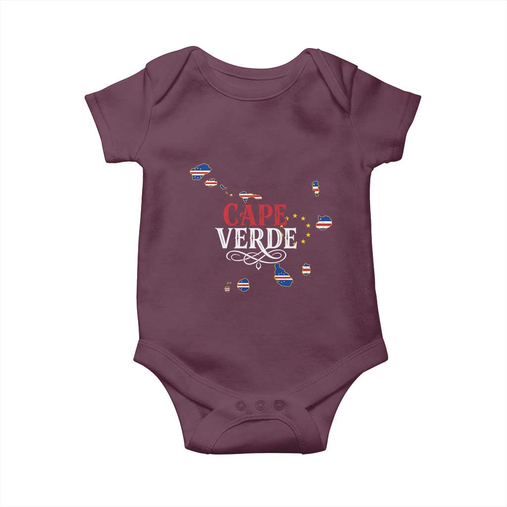 Cabo Verde Islands Flag Map Baby Onesie Cape Verde Vintage Pride TS02 Maroon Print Your Wear
