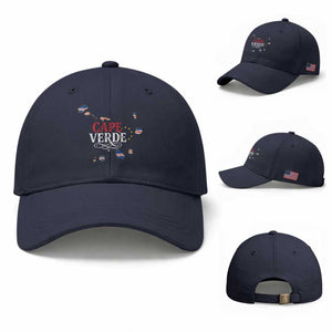 Cabo Verde Islands Flag Map Baseball Cap Cape Verde Vintage Pride TS02 Baseball Cap Universal Fit Navy Print Your Wear
