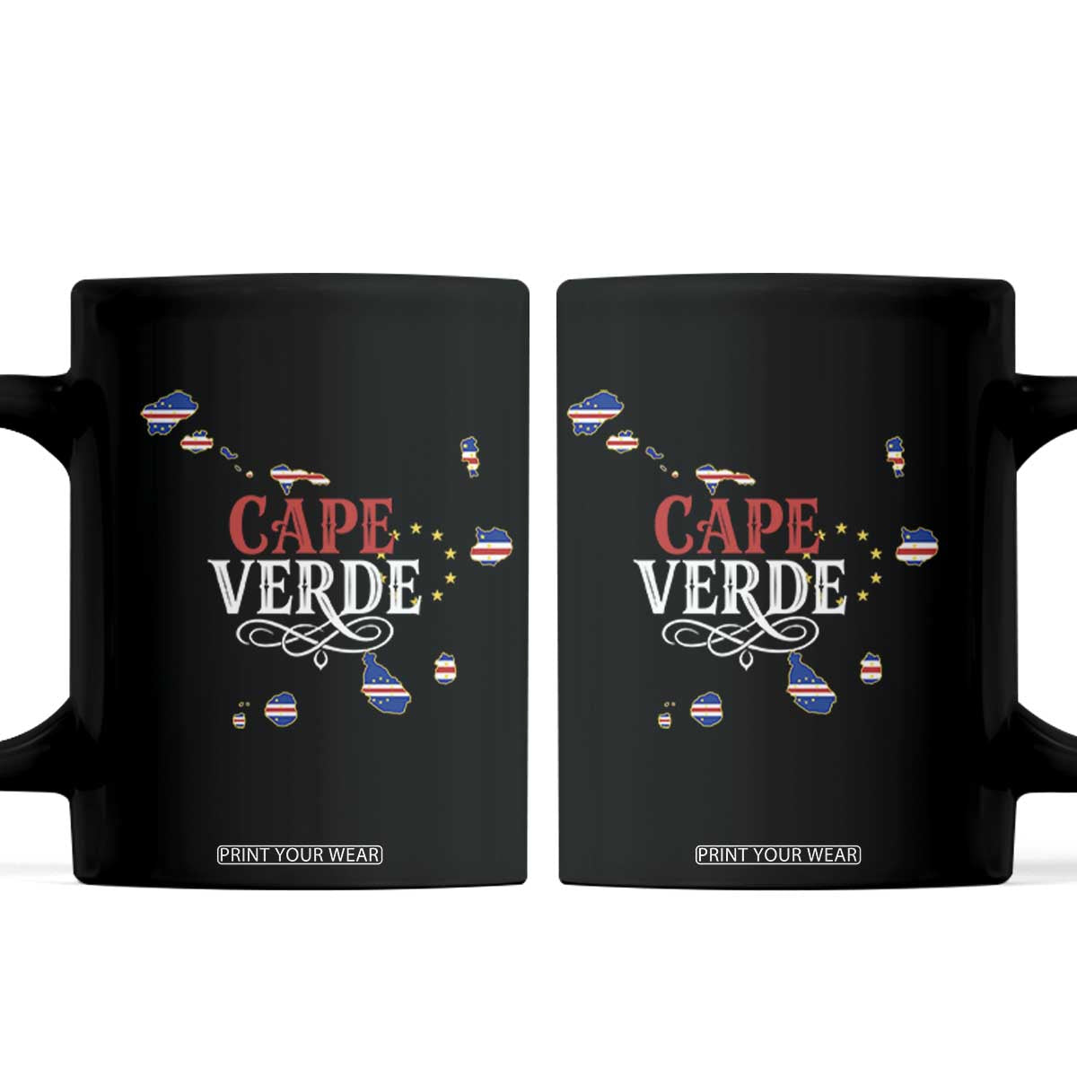 Cabo Verde Islands Flag Map Coffee Mug Cape Verde Vintage Pride TS02 Black Print Your Wear