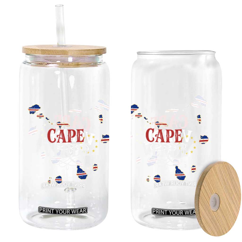 Cabo Verde Islands Flag Map Glass Can Cape Verde Vintage Pride TS02 Print Your Wear
