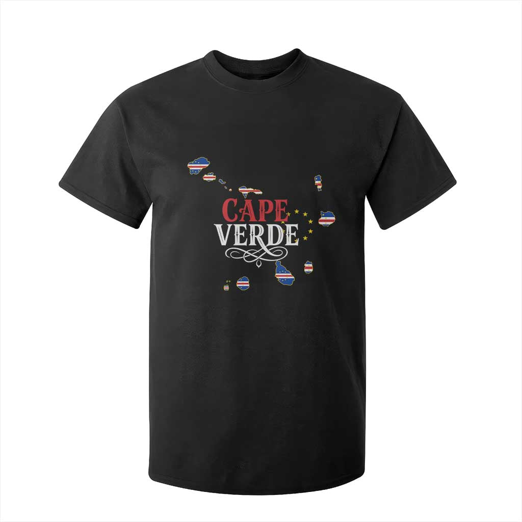 Cabo Verde Islands Flag Map T Shirt For Kid Cape Verde Vintage Pride TS02 Black Print Your Wear