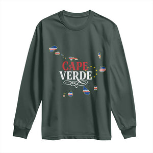 Cabo Verde Islands Flag Map Long Sleeve Shirt Cape Verde Vintage Pride TS02 Dark Forest Green Print Your Wear
