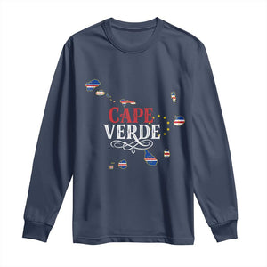 Cabo Verde Islands Flag Map Long Sleeve Shirt Cape Verde Vintage Pride TS02 Navy Print Your Wear