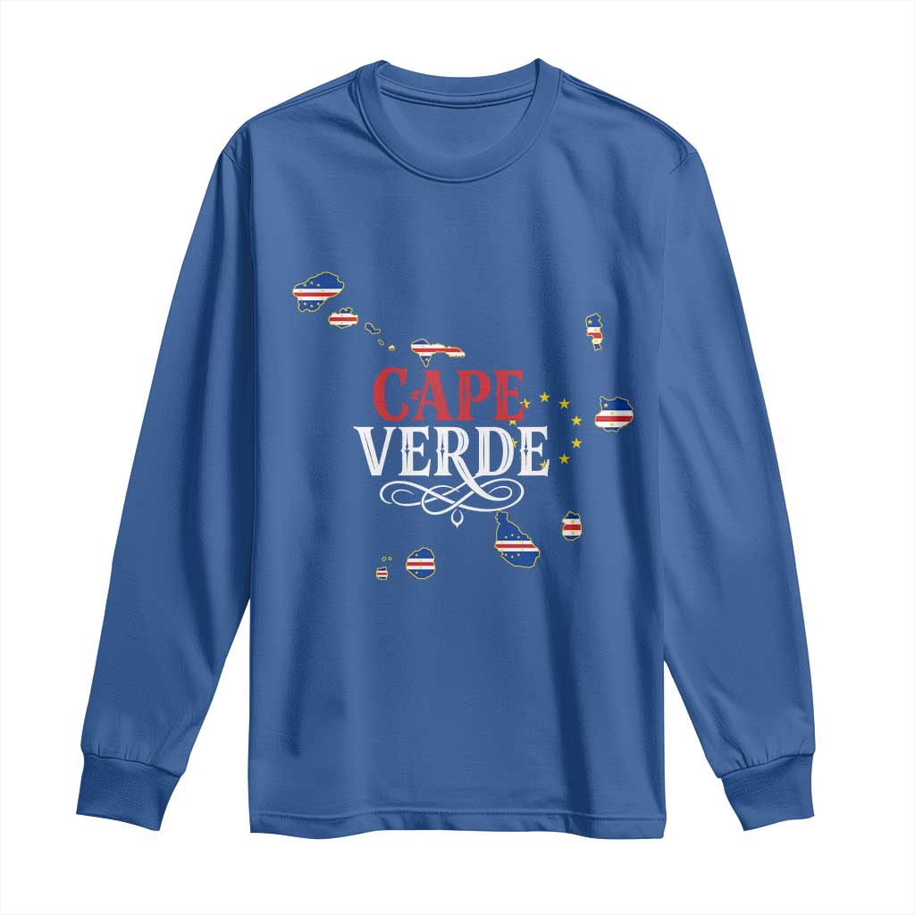 Cabo Verde Islands Flag Map Long Sleeve Shirt Cape Verde Vintage Pride TS02 Royal Blue Print Your Wear