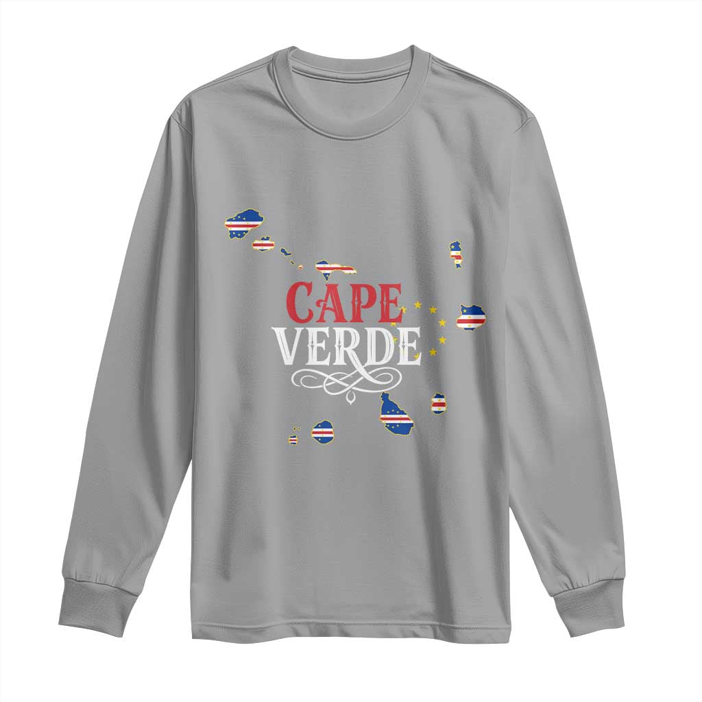 Cabo Verde Islands Flag Map Long Sleeve Shirt Cape Verde Vintage Pride TS02 Sport Gray Print Your Wear