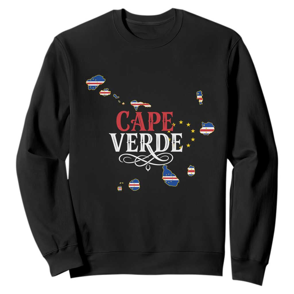 Cabo Verde Islands Flag Map Sweatshirt Cape Verde Vintage Pride TS02 Black Print Your Wear