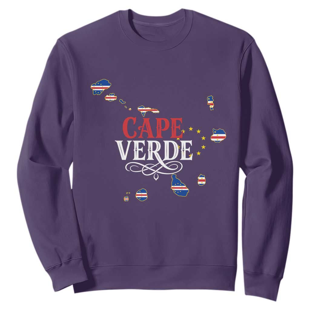 Cabo Verde Islands Flag Map Sweatshirt Cape Verde Vintage Pride TS02 Purple Print Your Wear