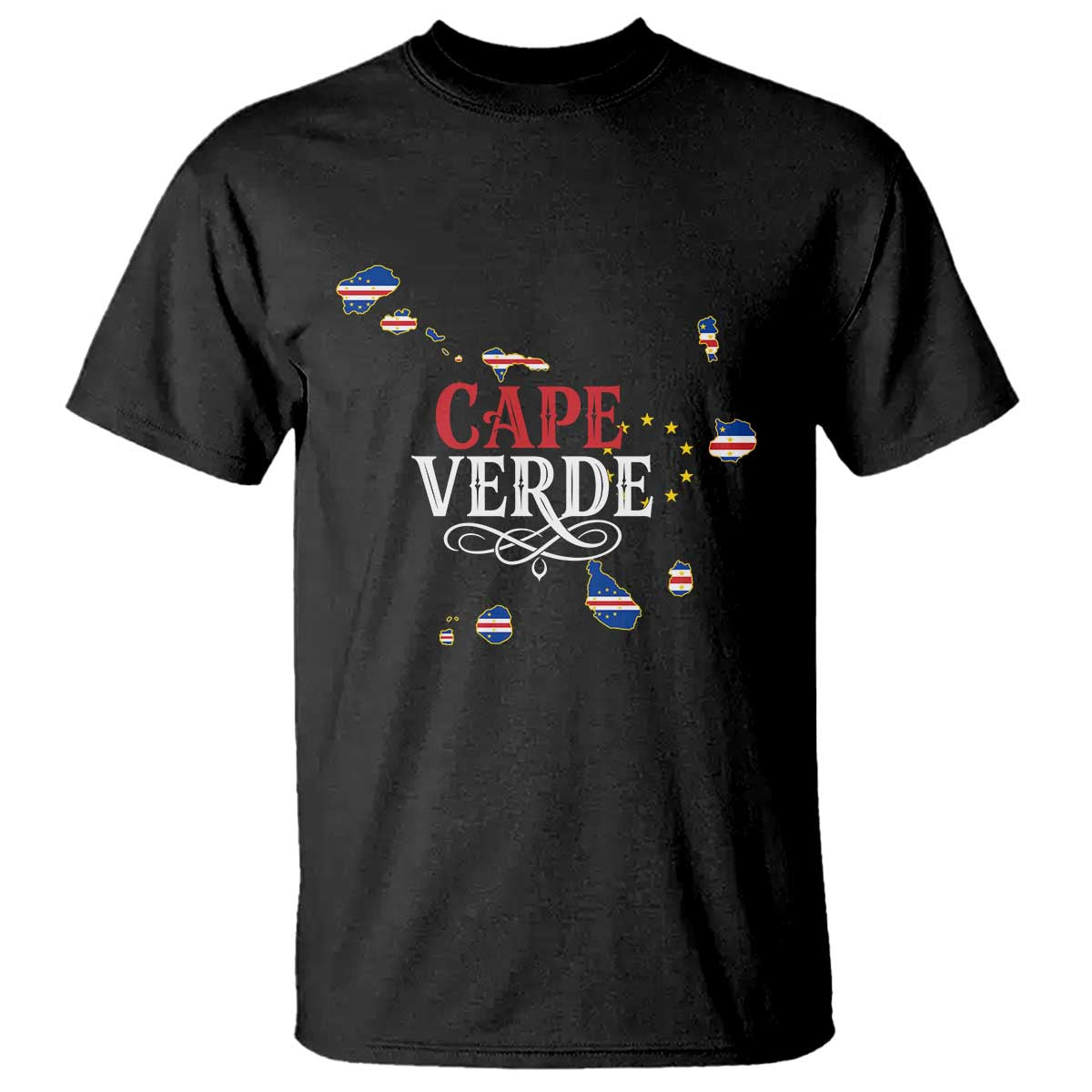 Cabo Verde Islands Flag Map T Shirt Cape Verde Vintage Pride TS02 Black Print Your Wear