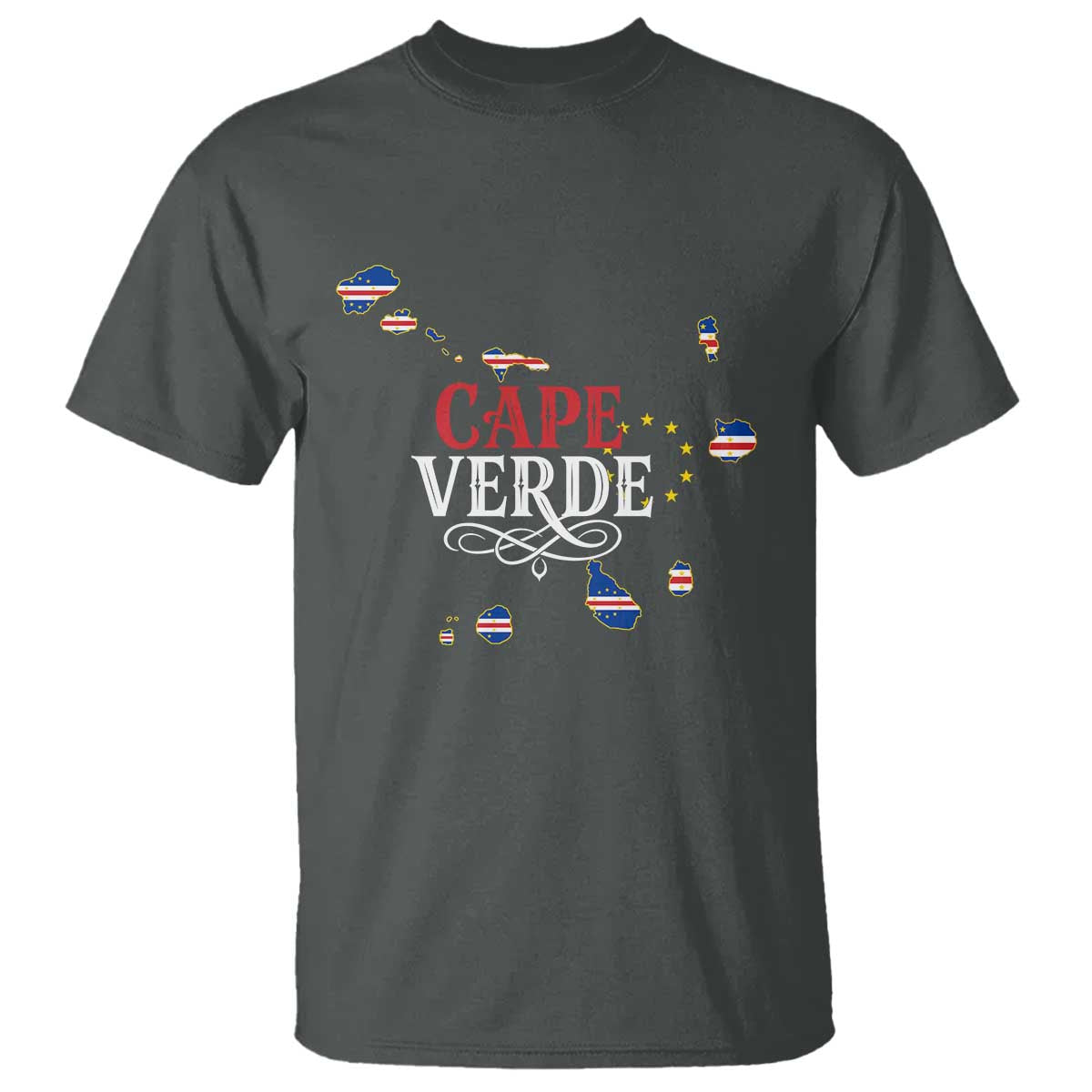 Cabo Verde Islands Flag Map T Shirt Cape Verde Vintage Pride TS02 Dark Heather Print Your Wear