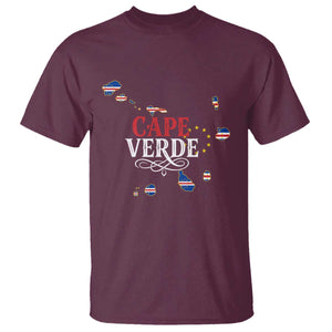 Cabo Verde Islands Flag Map T Shirt Cape Verde Vintage Pride TS02 Maroon Print Your Wear
