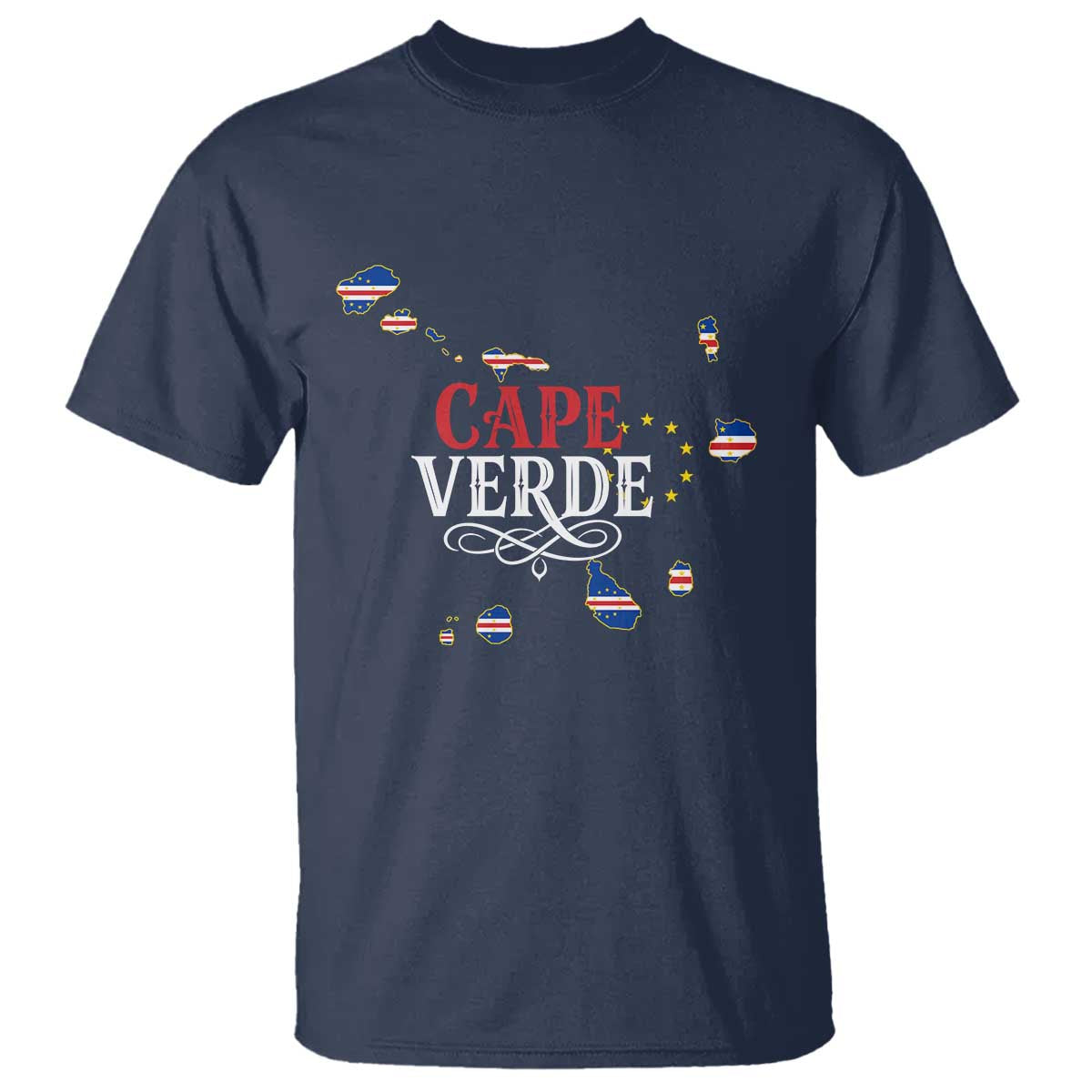 Cabo Verde Islands Flag Map T Shirt Cape Verde Vintage Pride TS02 Navy Print Your Wear
