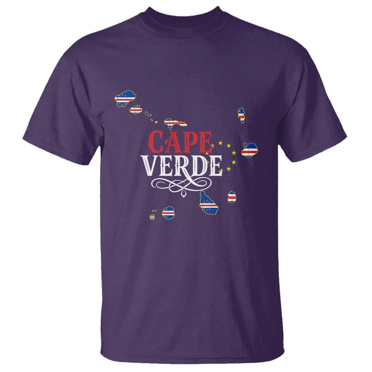 Cabo Verde Islands Flag Map T Shirt Cape Verde Vintage Pride TS02 Purple Print Your Wear
